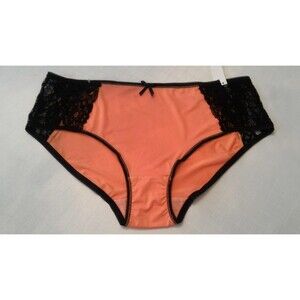 WOMENS panties  boy leg (size 3X) creamsicle orange black lace